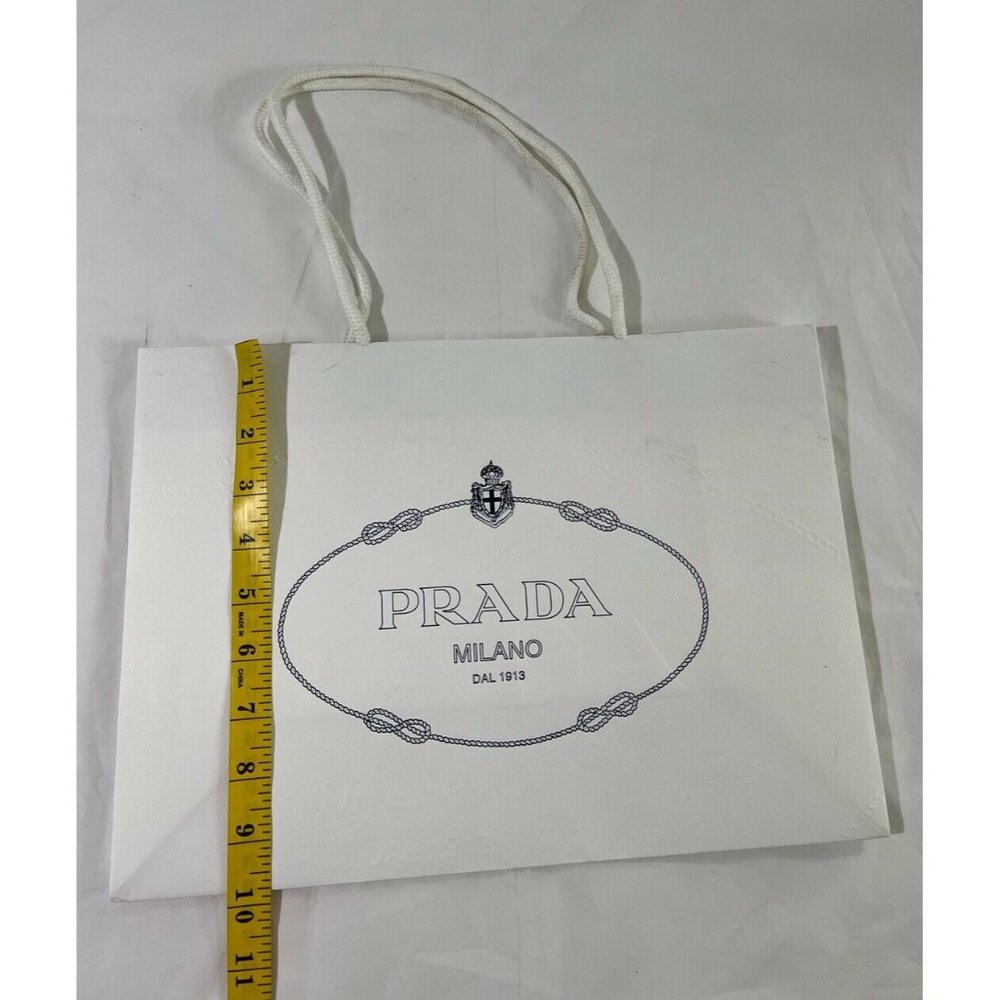 Prada Paper Reusable Shopping Bag  White 9.6" x 13.6 " x 5.5"